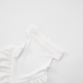 Hollow out ruched halter white cut out mini dress