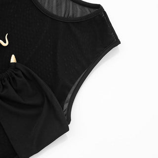 Crewneck mesh ruched black crop top