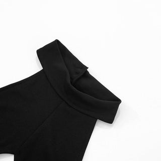 Halter hollow out button solid crop pant set