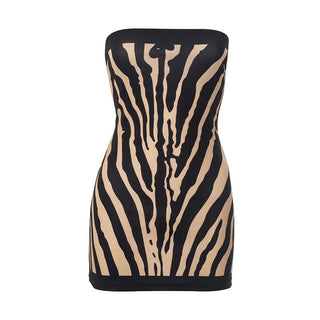 Zebra print backless tube mini dress