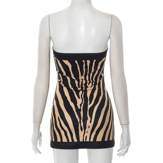 Zebra print backless tube mini dress