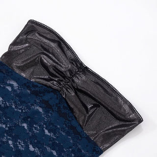 Bowknot ruched backless lace tube top