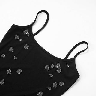 U neck ribbed backless cami maxi dress