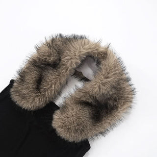 Halter fluffy mesh backless patchwork top