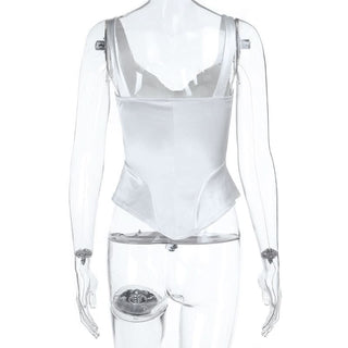 Corset v neck satin backless cami top