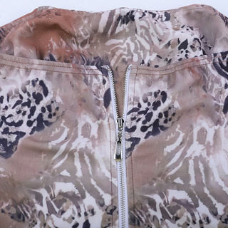 Leopard print zip-up corset tube top