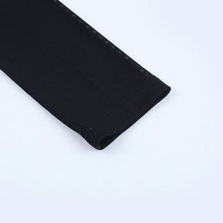 Mesh long sleeve lace hem v neck top