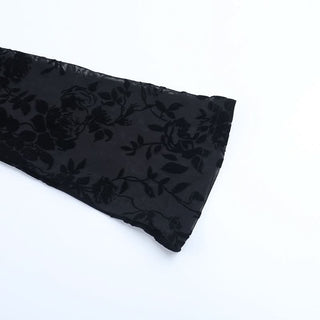 Long sleeve v neck print black top