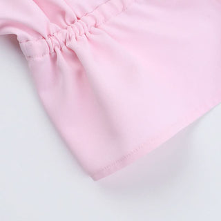 Halter ruched self tie hollow out pink cut out top