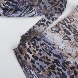 Zebra print self tie halter hollow out cut out mini dress