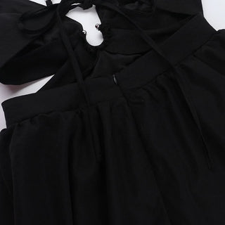 Hollow out deep v neck zip-up slit cami cut out maxi dress