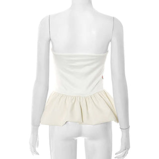 Ruched puppy print backless tube top