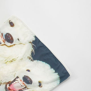 Ruched puppy print backless tube top