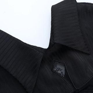 Short sleeve turnover collar smocked lace up top