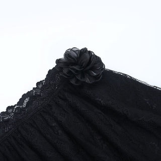 Irregular lace hem flower applique midi skirt