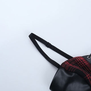 Lace up irregular plaid cami mini dress