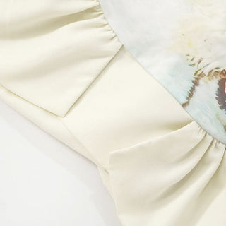 Ruched puppy print backless tube top