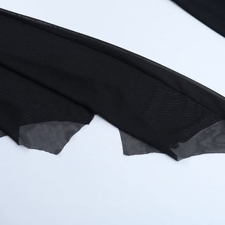 Long flared sleeve sheer mesh shrug top