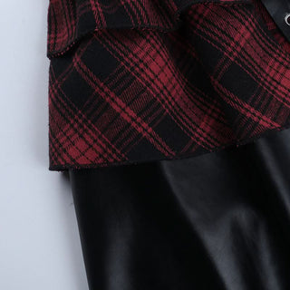 Lace up irregular plaid cami mini dress