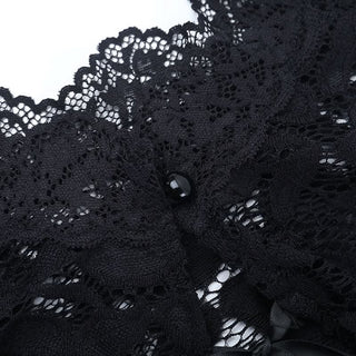 Long flared sleeve self tie lace shrug top