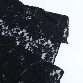 Halter self tie slit see through lace maxi dress