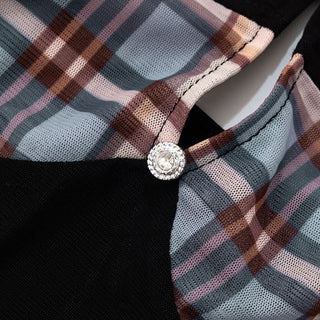 Hollow out plaid mesh tube cut out mini dress