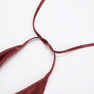 Halter self tie cowl neck metallic romper