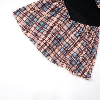 Hollow out plaid mesh tube cut out mini dress