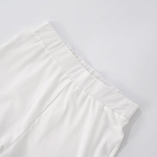 One shoulder irregular mesh knotted pant set