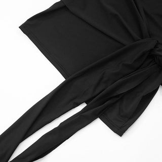 Cowl neck halter self tie irregular mini dress