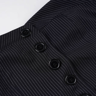 Striped button backless tube top