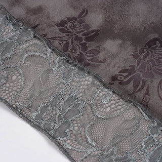 Lace flower print u neck self tie cami top