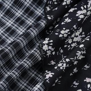 Irregular plaid flower print mini skirt