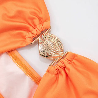 Gradient hollow out ruched tube cut out maxi dress