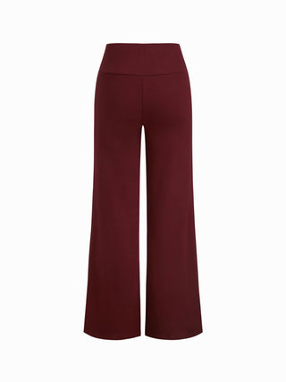 Built-in Bra Square Neck Lace Trim Cami Top & Mid Rise Straight Leg Trousers Loungewear Set