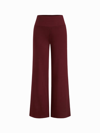 Built-in Bra Square Neck Lace Trim Cami Top & Mid Rise Straight Leg Trousers Loungewear Set