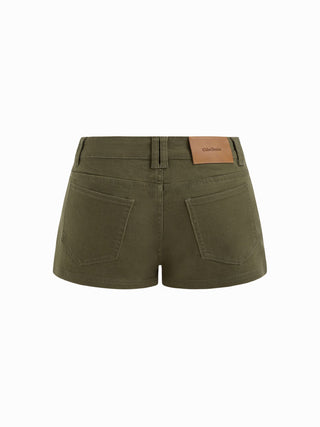 Stretch Cider Denim Low Rise Pocket Micro Shorts