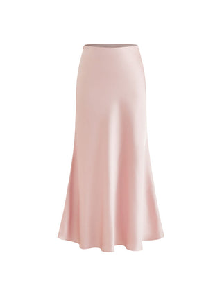 Satin Mid Rise Ruffle Maxi Skirt