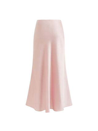 Satin Mid Rise Ruffle Maxi Skirt