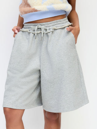 Terry Mid Rise Lettuce Trim Wide Leg Capri Sweatpants