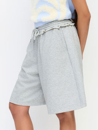 Terry Mid Rise Lettuce Trim Wide Leg Capri Sweatpants
