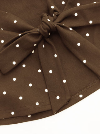 Cotton-blend Boat Neck Knotted Polka Dot Ruched Tank Top