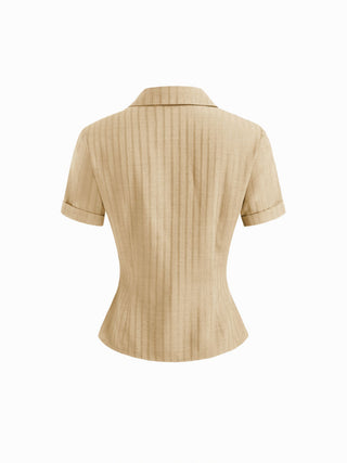 Polo Collar Texture Button Up Shirt