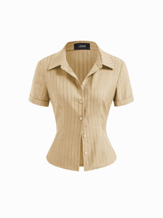 Polo Collar Texture Button Up Shirt