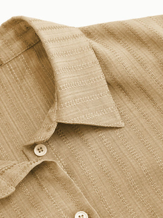 Polo Collar Texture Button Up Shirt