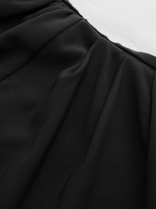 Asymmetrical Neck Metal Detail Cut Out Ruched Mini Dress