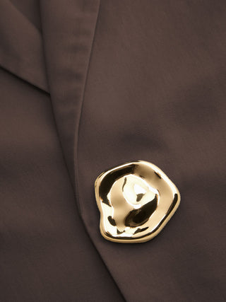 Linen-blend Collar Metal Button Oversized Blazer