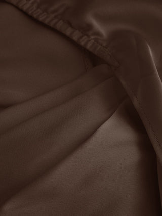 Satin Cowl Neck Solid Ruffle Hem Maxi Dress
