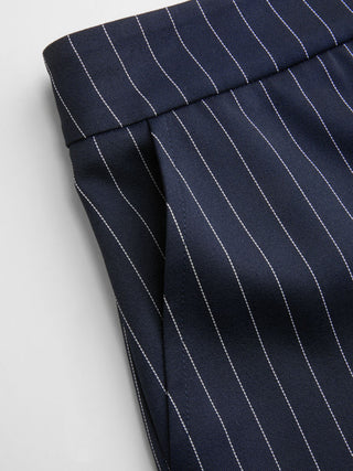 Boat Neck Striped Wrap Knotted Top & Mid Rise Straight Leg Trousers Set