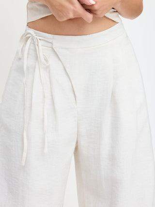 Crossover Waistband Linen Trouser